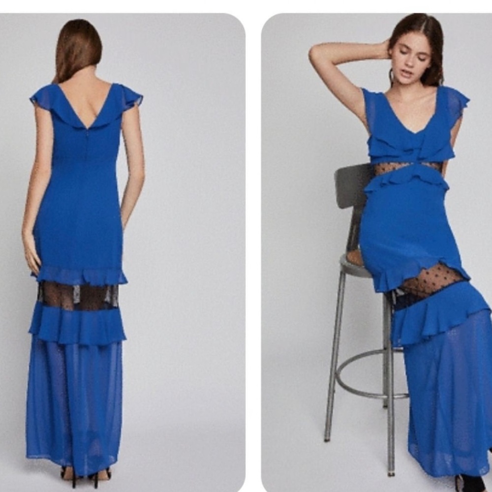 Blue Tiered Ruffle Maxi Dress